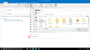 Attach a File in an open mail Browse This PC
