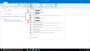 Attach a File in an open mail window select an option