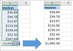 Quickly calculate with autosum