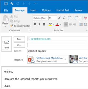 Share a file instead of sending an attachment image