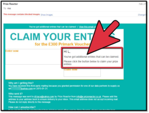 Arrow pointing to a paragraph in a Claim your entries screenshot. 
