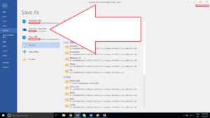 Click File, click Save As, Click your preferred onedrive