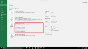 Look under Manage Workbook