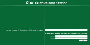 NC print release home screen